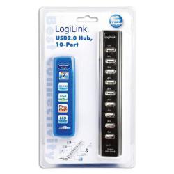 Hub USB LogiLink UA0096 10xUSB 2.0 aktywny czarny