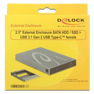 Obudowa HDD/SSD zewnętrzna SATA 2.5 USB-C 3.1 szara