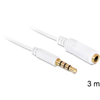 Przedłużacz audio minijack 3.5mm M/F 4 PIN 3m biały dla iPhone