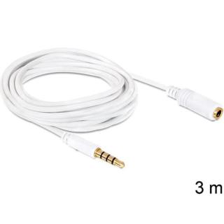 Przedłużacz audio minijack 3.5mm M/F 4 PIN 3m biały dla iPhone