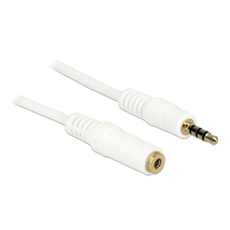 Przedłużacz audio minijack 3.5mm M/F 4 PIN 5m biały