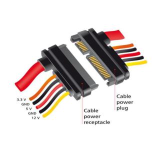 Przedłużacz SATA 22 PIN M/F 20 cm 3.3V+5V+12V