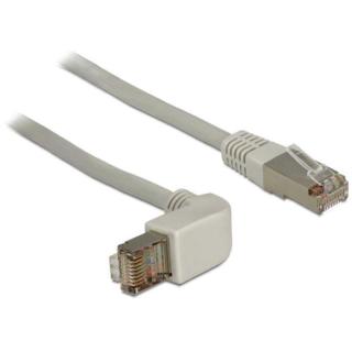 Patchcord cat.5E SFTP 0.5m kątowy wtyk szary