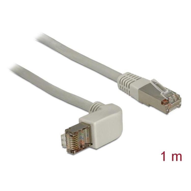 Patchcord kat. 5E SFTP 1m kątowy wtyk szary