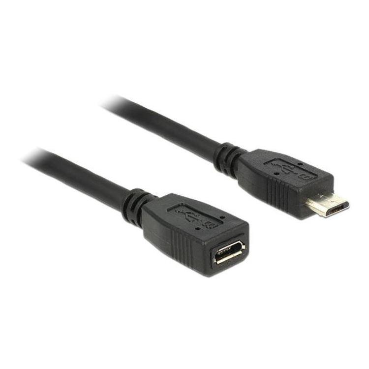 Przedłużacz USB micro M/F 1m czarny