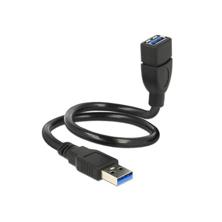 Przedłużacz USB-A M/F 3.0 0.35m czarny profilowany