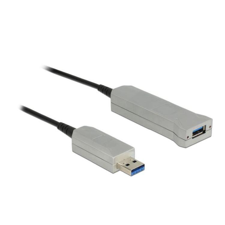 Przedłużacz USB-A M/F 3.0 50m aktywny czarny optyczny