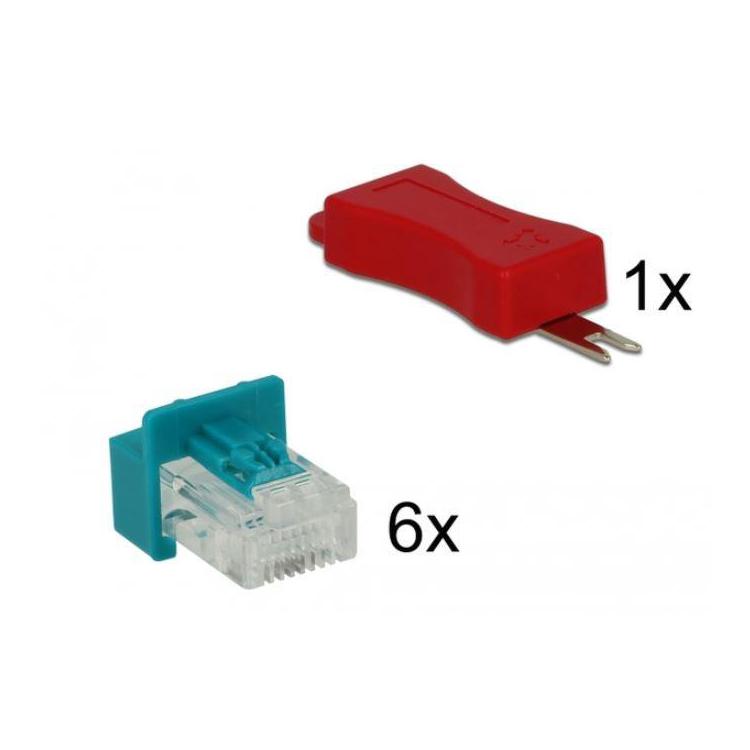 Zestaw do blokowania wtyków RJ-45 (6 szt.) + klucz