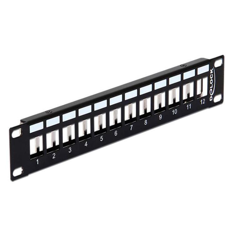 Patch Panel 12 Port 1U do modułów 10 Keystone czarny