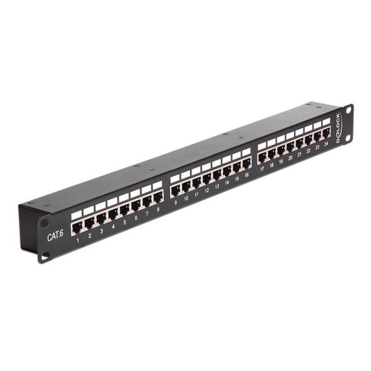 Patch Panel 24 port 1U 19 kat.6 czarny