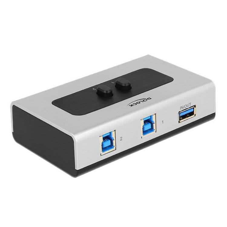 Switch 2-porty USB 3.0 typ B srebrny manualny dwukierunkowy