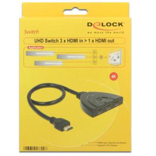 Switch Video 3x HDMI dwukierunkowy 4K 50 cm czarny