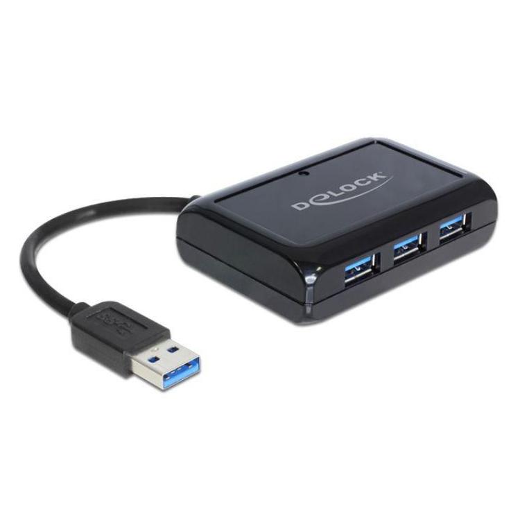 HUB USB 3.0 3-porty + port gigabit lan aktywny+zasilacz czarny