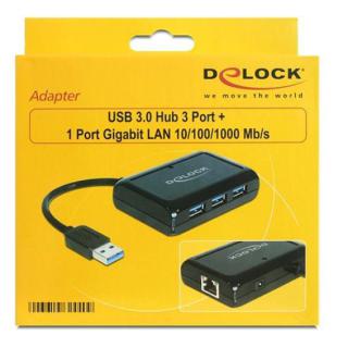 HUB USB 3.0 3-porty + port gigabit lan aktywny+zasilacz...