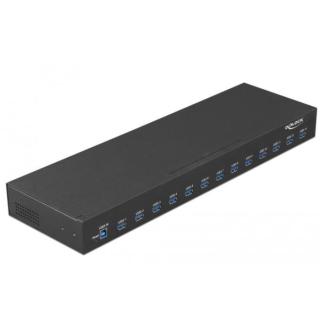 HUB USB 3.1 13-port aktywny przemysłowy czarny 19"