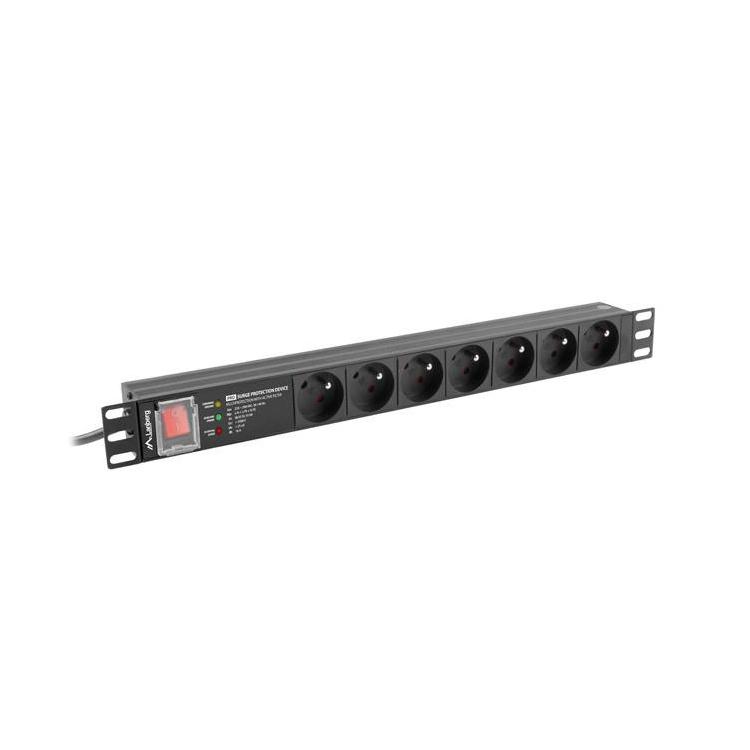 Listwa zasilająca rack PDU 19 cali 1U 16A 7X 230V PL SPD-3MP 2m czarna