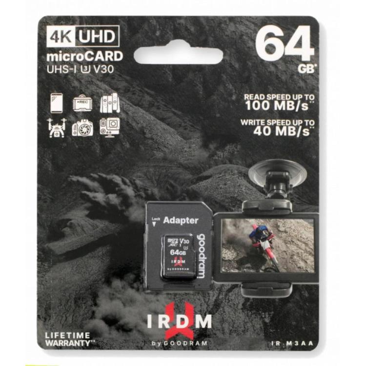 Karta microSD IRDM 64GB UHS-I U3 adapter