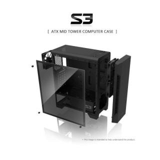 Obudowa S3 TG ATX Mid Tower PC Case TG fan x3