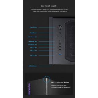 Obudowa S5 Black ATX Mid Tower PC Case RGB fan TG