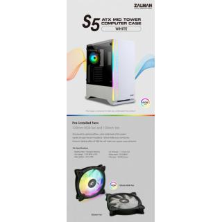 Obudowa S5 WHITE ATX Mid Tower PC Case RGB fan TG