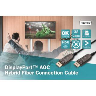 Kabel połączeniowy hybrydowy AOC DisplayPort 1.4 8K/60Hz UHD DP/DP M/M 10m Czarny