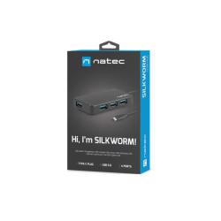 Hub USB Natec Silkworm 4xUSB 3.0 czarny USB-C