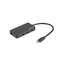 Hub USB Natec Silkworm 4xUSB 3.0 czarny USB-C