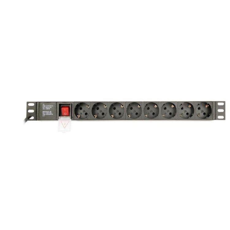 Listwa zasilająca rack (PDU), 8 gniazd typ Schuko, 1U, 16A, wtyk Schuko 3m