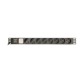 Listwa zasilająca rack (PDU), 8 gniazd typ Schuko, 1U, 16A, wtyk Schuko 3m