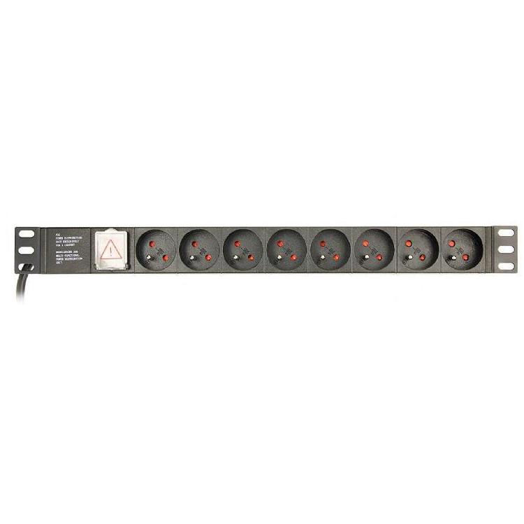 Listwa zasilająca rack (PDU), 8 gniazd FR, 1U, 16A, wtyk Schuko 3m