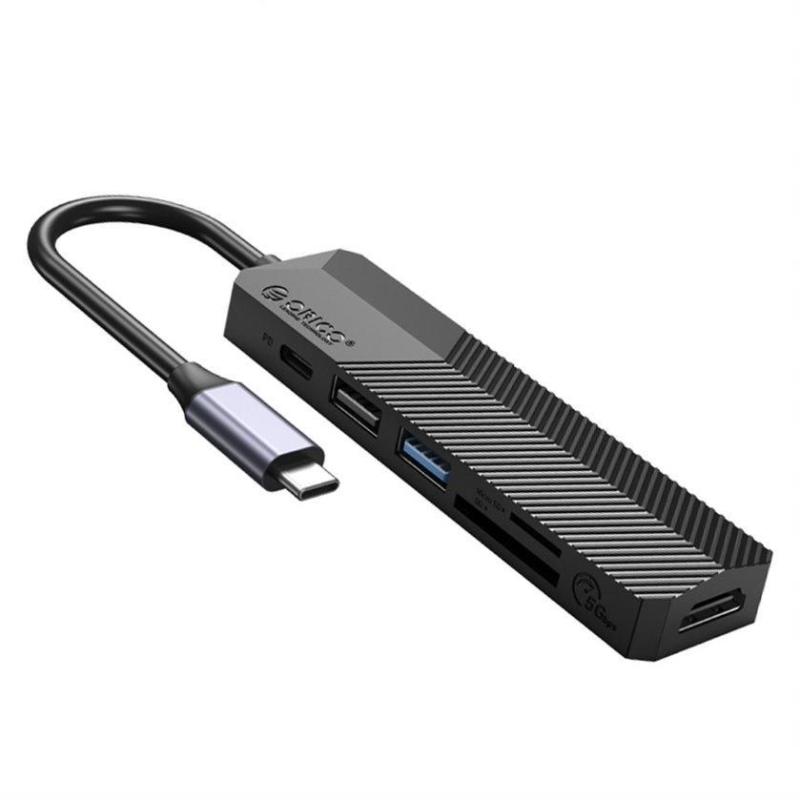 HUB USB-C Orico MDK-6P-BK-BP 6w1, HDMI 4K@30Hz, czytnik SD, PD 55W