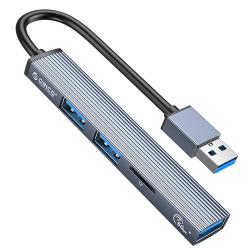 Hub USB Orico AH-A12F-GY-BP 3USB-A, czytnik microSD 5 Gbps