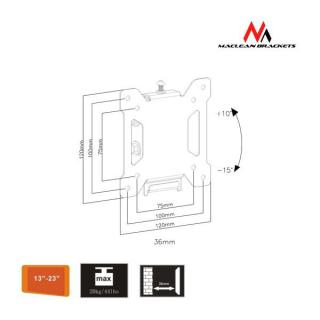 Uchwyt do telewizora lub monitora 13-27" MC-596 czarny...