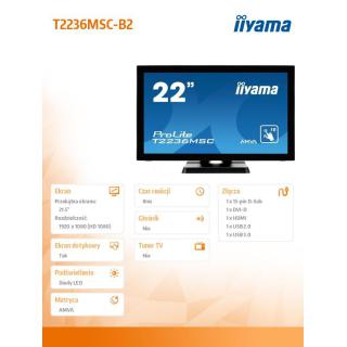 Monitor 21.5 T2236MSC-B2 10P DOTYKOWY HDMI/DVI/GŁOŚNIKI PCAP