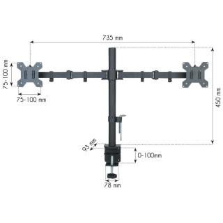 Podwójne ramię biurkowe LED/LCD 13-27 cali 2x10kg VESA...