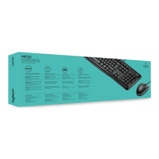 Zestaw klawiatura + mysz Logitech MK120 920-002562 (membranowa USB 2.0 (US) kolor czarny optyczna 1000 DPI)