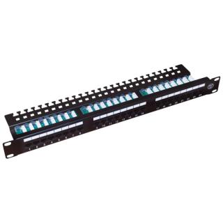 Patch panel A-LAN z półką, czarny PK013 (1U 19" kat. 5e UTP 24xRJ-45)