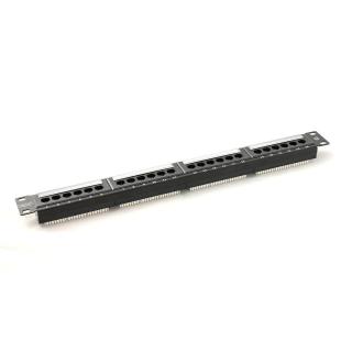 Patch panel 19" 24 porty, kat.5e, U/UTP, 1U, czarny (kompletny)