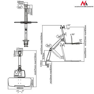 Uchwyt do monitora oraz klawiatury MC-728 13-32 cale