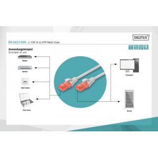 Patch cord nieekranowany U/UTP Kat.6 AWG 26/7 miedź LSOH 0,5m Szary