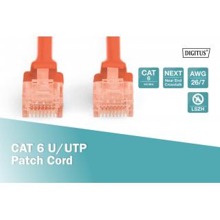 Patch cord nieekranowany U/UTP Kat.6 AWG 26/7 miedź LSOH 0,5m Czerwony