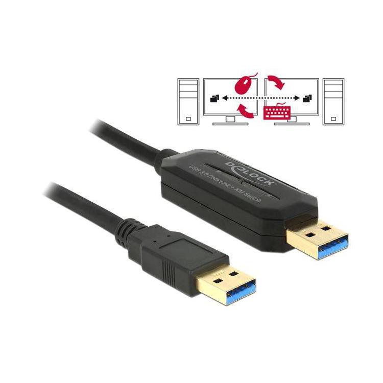 Kabel USB 3.0 Data Link PC Bridge 1.5m AM-AM (obsługa 2 komputerów jedną myszką i klawiaturą)