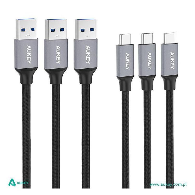 CB-CMD1 zestaw 3 szt. nylonowych szybkich kabli Quick Charge USB C-USB 3.0 | 3 x 1m | 5 Gbps