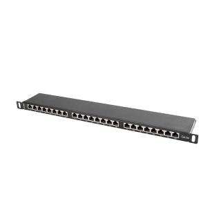 Patch Panel 24 Port 0.5U Kat.5E czarny ekranowany