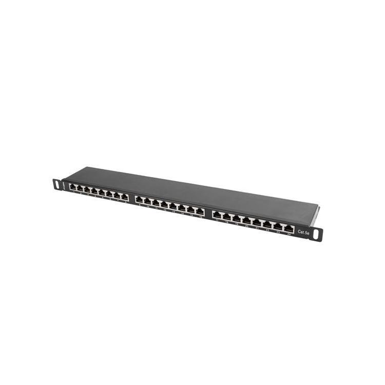 Patch Panel 24 Port 0.5U Kat.5E czarny ekranowany