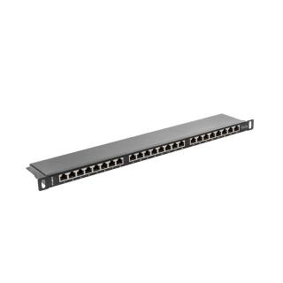 Patch Panel 24 Port 0.5U Kat.5E czarny ekranowany