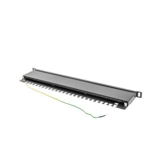 Patch Panel 24 Port 0.5U Kat.5E czarny ekranowany