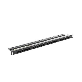 Patch Panel 24 Port 0.5U Kat.6 czarny