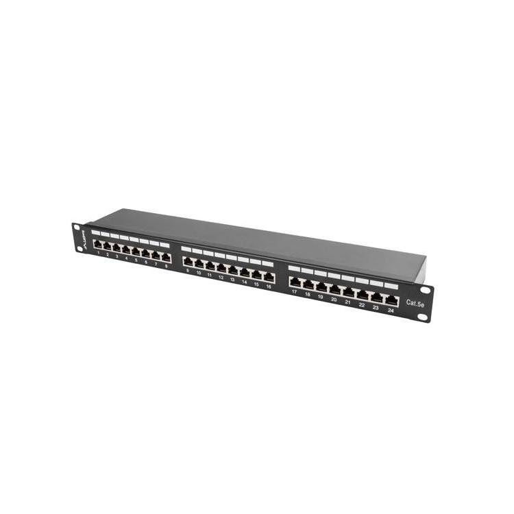 Patch Panel 24 Port 1U Kat.5E czarny ekranowany