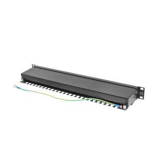 Patch Panel 24 Port 1U Kat.5E czarny ekranowany